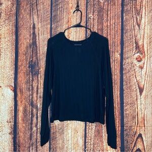 Offline by aerie Semi- Sheer Striped Black Long Sleeve Tee